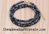 GMN7422 4mm faceted round tiny snowflake obsidian beaded necklace with constellation charm