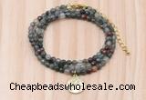 GMN7435 4mm faceted round tiny African bloodstone beaded necklace with constellation charm