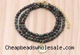 GMN7438 4mm faceted round tiny dragon blood jasper beaded necklace with constellation charm