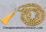 GMN745 Hand-knotted 8mm, 10mm golden tiger eye 108 beads mala necklaces with tassel