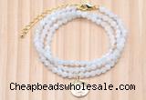 GMN7451 4mm faceted round tiny white moonstone beaded necklace with constellation charm