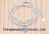 GMN7452 4mm faceted round tiny white moonstone beaded necklace with constellation charm