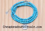 GMN7463 4mm faceted round turquoise beaded necklace with constellation charm