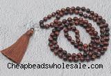 GMN749 Hand-knotted 8mm, 10mm red tiger eye 108 beads mala necklaces with tassel