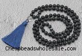 GMN751 Hand-knotted 8mm, 10mm blue tiger eye 108 beads mala necklaces with tassel