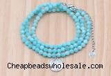 GMN7569 4mm faceted round amazonite beaded necklace with letter charm