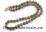 GMN7604 18 - 36 inches 8mm, 10mm matte unakite beaded necklaces