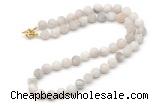 GMN7616 18 - 36 inches 8mm, 10mm matte white crazy lace agate beaded necklaces