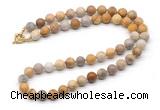 GMN7619 18 - 36 inches 8mm, 10mm matte fossil coral beaded necklaces