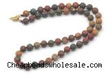 GMN7625 18 - 36 inches 8mm, 10mm matte picasso jasper beaded necklaces