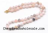 GMN7637 18 - 36 inches 8mm, 10mm matte natural pink opal beaded necklaces