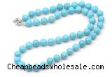 GMN7701 18 - 36 inches 8mm, 10mm round blue howlite beaded necklaces