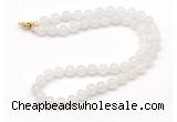 GMN7707 18 - 36 inches 8mm, 10mm round white jade beaded necklaces