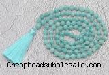 GMN773 Hand-knotted 8mm, 10mm amazonite 108 beads mala necklaces with tassel