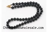 GMN7761 18 - 36 inches 8mm, 10mm round black onyx beaded necklaces