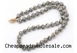 GMN7781 18 - 36 inches 8mm, 10mm round dalmatian jasper beaded necklaces