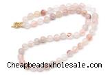 GMN7793 18 - 36 inches 8mm, 10mm round pink quartz beaded necklaces