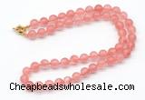 GMN7794 18 - 36 inches 8mm, 10mm round cherry quartz beaded necklaces