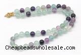 GMN7801 18 - 36 inches 8mm, 10mm round fluorite beaded necklaces