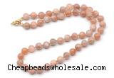 GMN7809 18 - 36 inches 8mm, 10mm round moonstone beaded necklaces