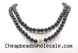 GMN8046 18 - 36 inches 8mm, 10mm black obsidian 54, 108 beads mala necklaces