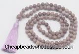 GMN813 Hand-knotted 8mm, 10mm lepidolite 108 beads mala necklace with tassel