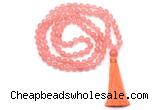 GMN8401 8mm, 10mm cherry quartz 27, 54, 108 beads mala necklace with tassel