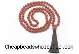 GMN8449 8mm, 10mm matte red jasper 27, 54, 108 beads mala necklace with tassel