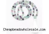 GMN8469 8mm, 10mm fluorite 27, 54, 108 beads mala necklace with tassel