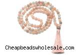 GMN8472 8mm, 10mm rainbow moonstone 27, 54, 108 beads mala necklace with tassel