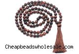 GMN8479 8mm, 10mm red tiger eye 27, 54, 108 beads mala necklace with tassel