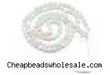 GMN8492 8mm, 10mm sea blue banded agate 27, 54, 108 beads mala necklace with tassel