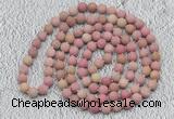 GMN913 Hand-knotted 8mm, 10mm matte pink fossil jasper 108 beads mala necklaces