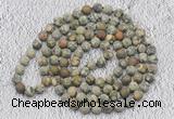 GMN919 Hand-knotted 8mm, 10mm matte rhyolite 108 beads mala necklaces