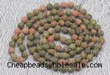 GMN920 Hand-knotted 8mm, 10mm matte unakite 108 beads mala necklaces