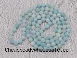 GMN924 Hand-knotted 8mm, 10mm matte amazonite 108 beads mala necklaces