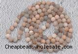 GMN932 Hand-knotted 8mm, 10mm matte sunstone 108 beads mala necklaces