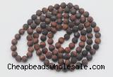 GMN934 Hand-knotted 8mm, 10mm matte red tiger eye 108 beads mala necklaces