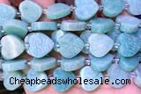 HEAR32 15 inches 16mm – 17mm heart amazonite gemstone beads