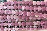 HEAR44 15 inches 6mm heart pink wooden jasper beads