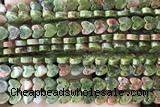 HEAR58 15 inches 6mm heart unakite gemstone beads