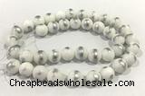 JADE449 15 inches 4mm round silvery jade gemstone beads