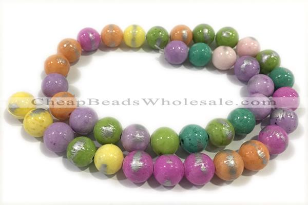 JADE534 15 inches 4mm round silvery jade gemstone beads