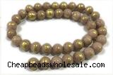 JADE575 15 inches 6mm round golden jade gemstone beads