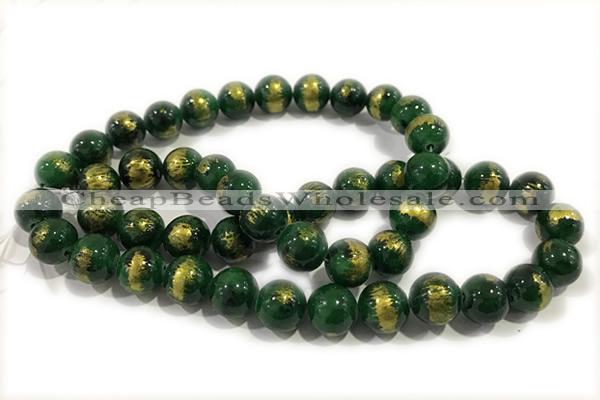 JADE644 15 inches 4mm round golden jade gemstone beads