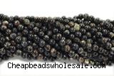 KUNZ08 15 inches 6mm round Peru dye black lepidolite beads