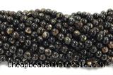 KUNZ09 15 inches 8mm round Peru dye black lepidolite beads