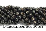 KUNZ10 15 inches 10mm round Peru dye black lepidolite beads