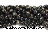 KUNZ11 15 inches 12mm round Peru dye black lepidolite beads