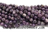 KUNZ14 15 inches 10mm round Peru dye purple lepidolite beads